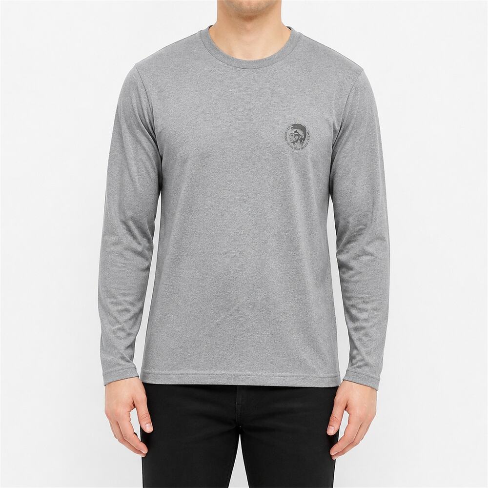 Diesel Underwear Shirt Men Large Gray Long Sleeve 100% Cotton Crew Neck Pullover